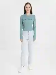 Бирюзовый лонгслив женский, укороченный