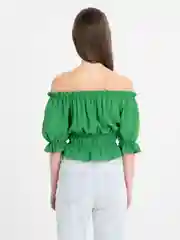 Зеленый топ крестьянка, блузка летняя, топ