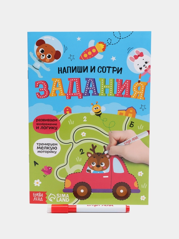 Многоразовая книжка с маркером Пиши-стирай. Задания, 12 стр