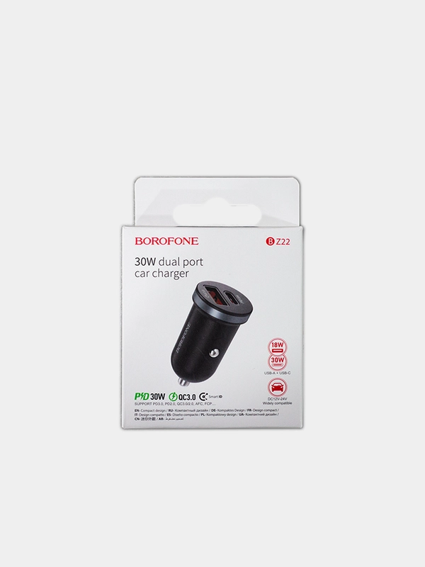Автомобильное зарядное устройство Borofone USB / Type-C 30W Быстрая зарядка