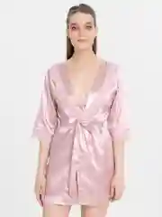 Розовый халат и сорочка ночная, женский комплект домашний, атласный, сатиновый, пеньюар беременным