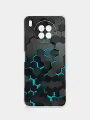Бирюзовый чехол на Huawei Nova 8i/Honor 50 lite / Хонор 50 Лайт прозрачный с рисунком, защита камеры