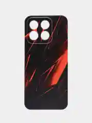 Красный силиконовый чехол на Honor X8B / Хонор X8B прозрачный, с рисунком, защита камеры