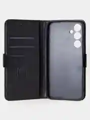 Угольный чехол-книжка для Samsung A35 из высококачественной искусственной кожи