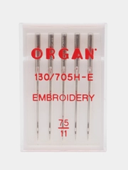 Иглы для швейных машин ORGAN EMBROIDERY (вышивальные) №75 5 шт. в пенале