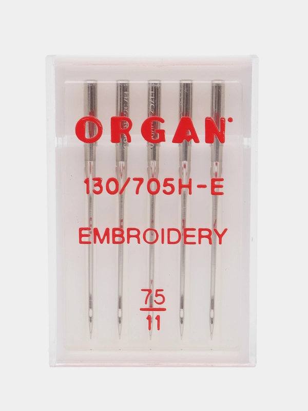Иглы для швейных машин ORGAN EMBROIDERY (вышивальные) №75 5 шт. в пенале