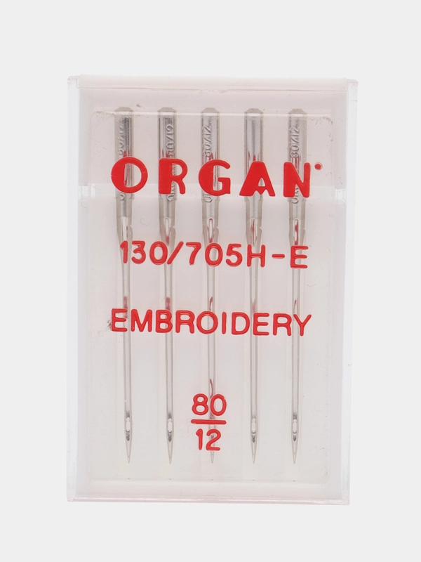 Иглы для швейных машин ORGAN №80 EMBROIDERY (вышивальные) 5 шт. в пенале
