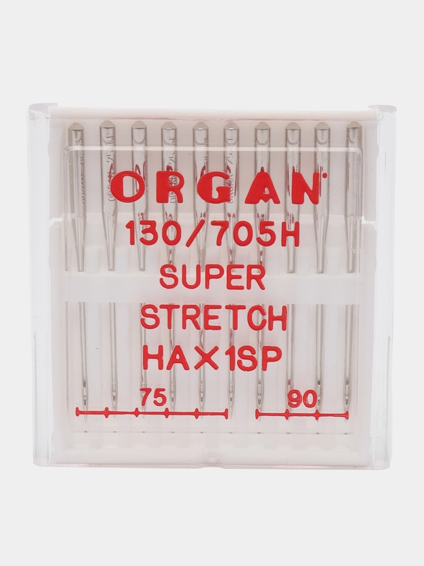 Иглы для швейных машин ORGAN Супер Стрейч №75-90 10 шт. в пенале