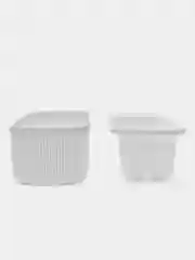 Белый кашпо / горшок для цветов с поддоном овальное IDEA "Стрип"