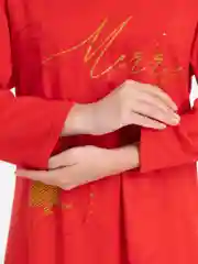 Красный туника женская домашняя, с длинным рукавом, из хлопка