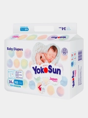 Подгузники для новорожденных YokoSun, на липучках, размер NB, 2-5 кг, 34 штуки