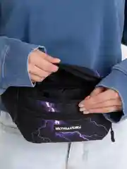 Фиолетовый сумка-бананка на пояс, большая, 3 кармана