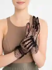 Черный сетчатые гипюровые перчатки, женские, в горошек