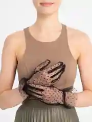 Черный сетчатые гипюровые перчатки, женские, в горошек