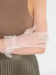 Белый сетчатые гипюровые перчатки, женские, в горошек