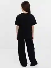 Черный костюм для девочки, футболка и брюки палаццо, Утенок