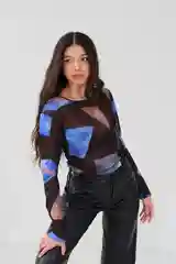 Сетчатый лонгслив, женский