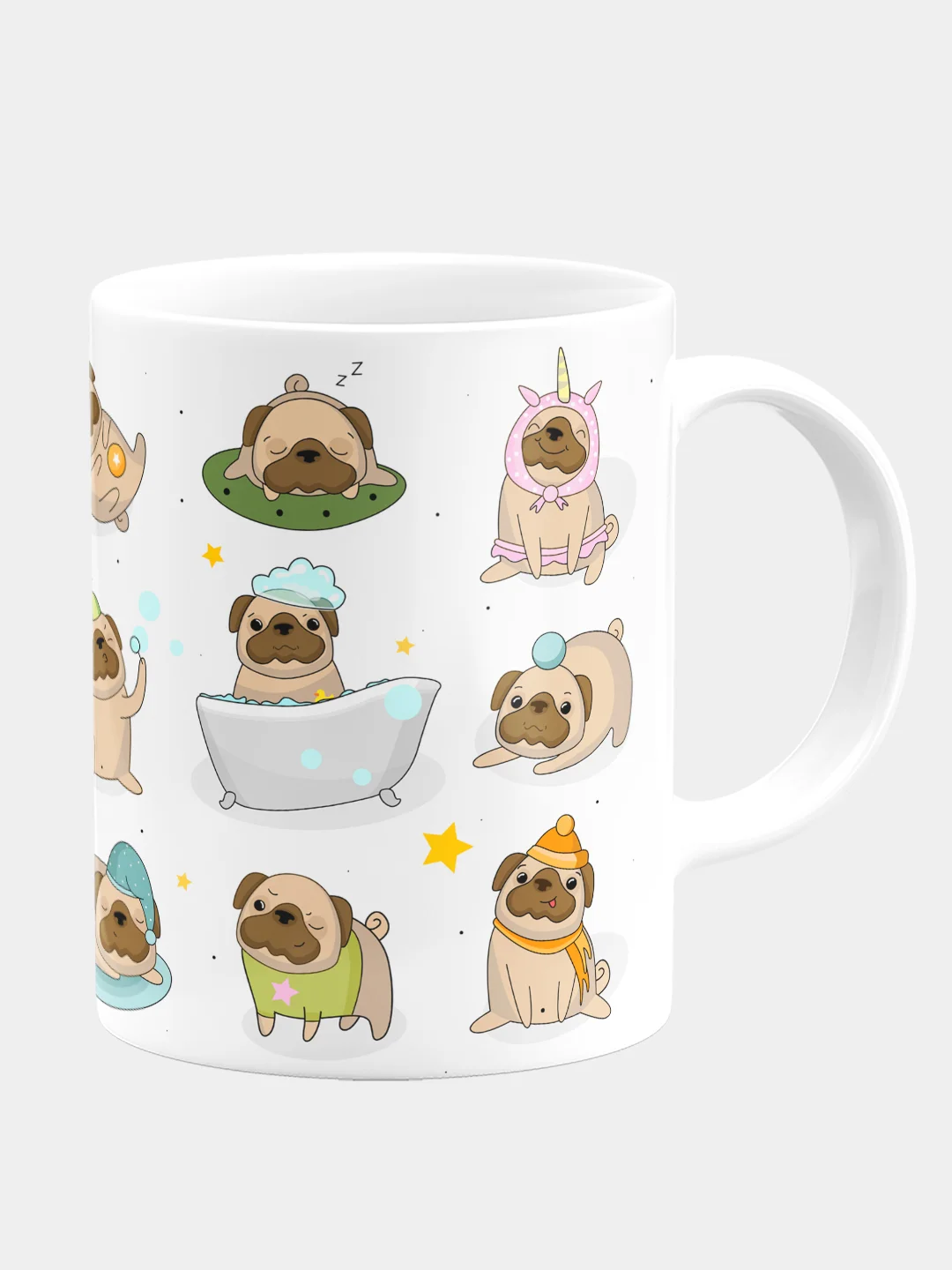 Кружка керамическая Весёлые мопсы