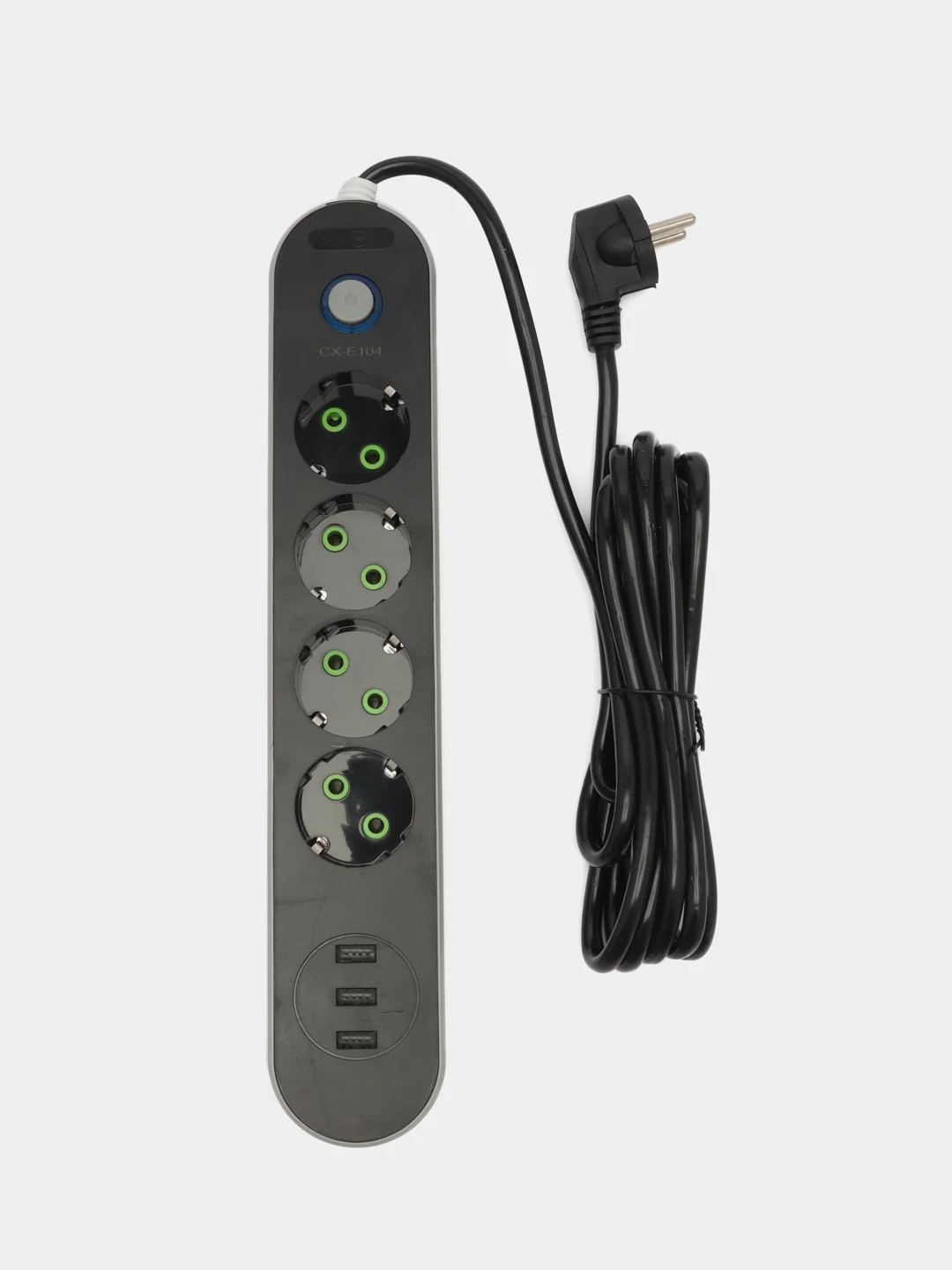 Угольный сетевой фильтр-удлинитель, с USB разъёмами, с заземлением