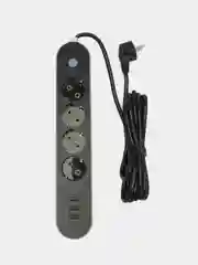 Угольный сетевой фильтр-удлинитель, с USB разъёмами, с заземлением