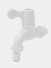 Кран водоразборный со штуцером, 1/2" (15 мм), пластик, белый