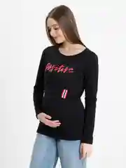 Черный лонгслив для беременных и кормления I LOVE MUM "Лиора"