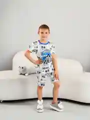 Белый пижама летняя детская, костюм летний детский, шорты и футболка для девочек и для мальчиков