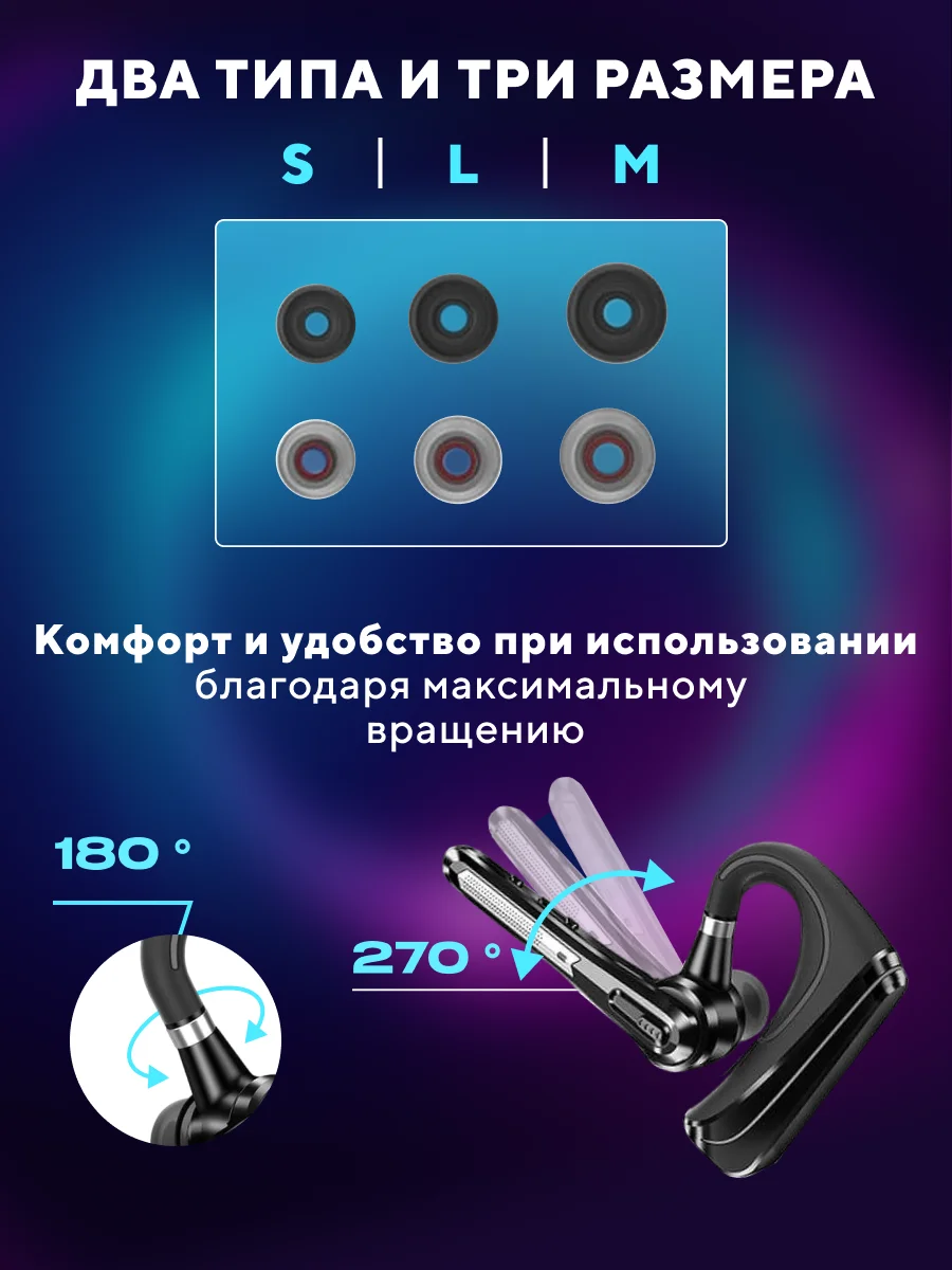 Черный гарнитура наушник беспроводная HSP-B3 русский язык, Bluetooth v5.0 для 2 - х телефонов