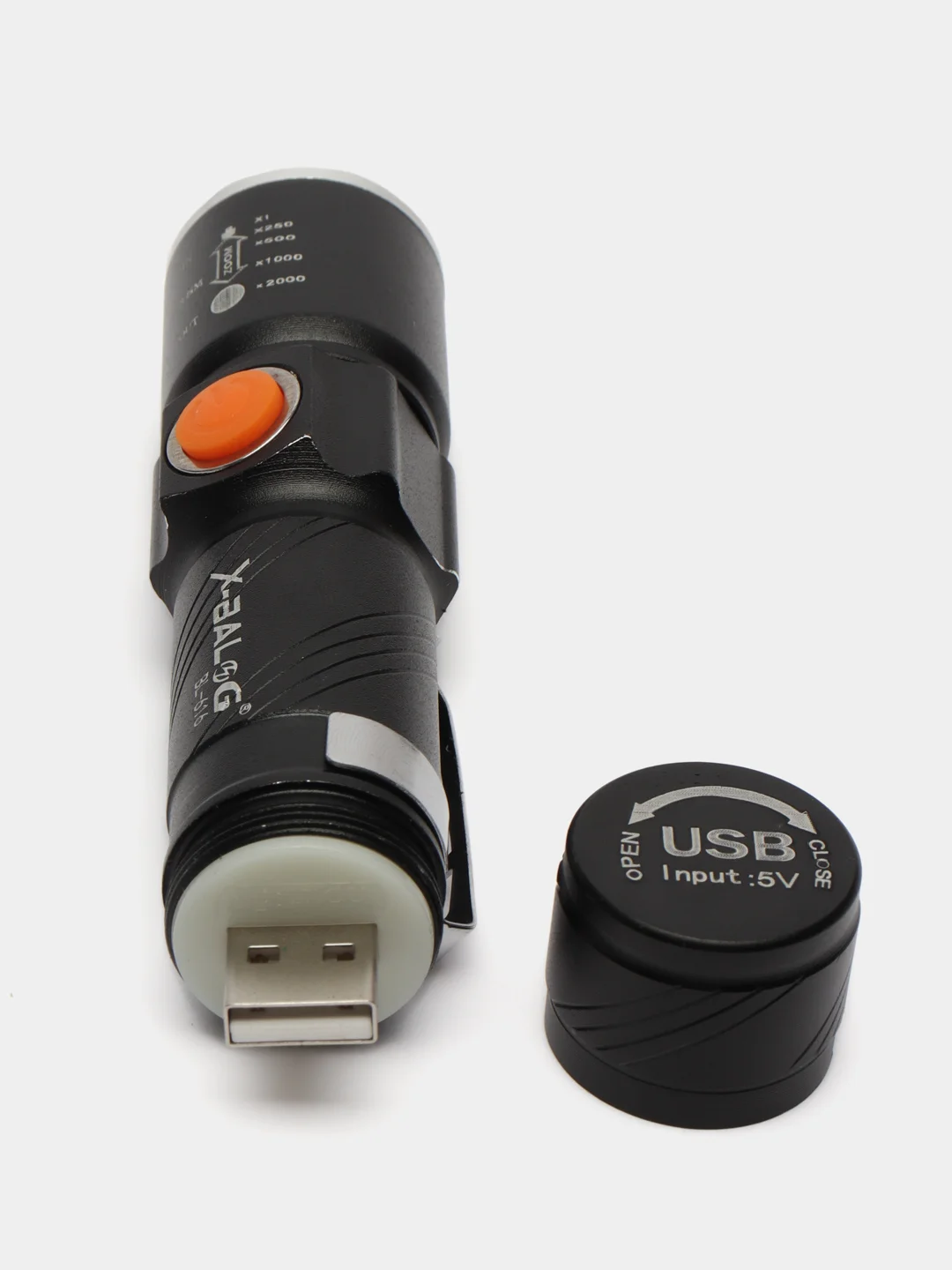 Аккумуляторный сверхяркий карманный фонарик с usb, металлический корпус с клипсой и линзой