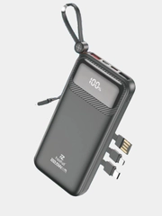 Power Bank с быстрой зарядкой, со встроенными кабелями, Lightning, Type-C