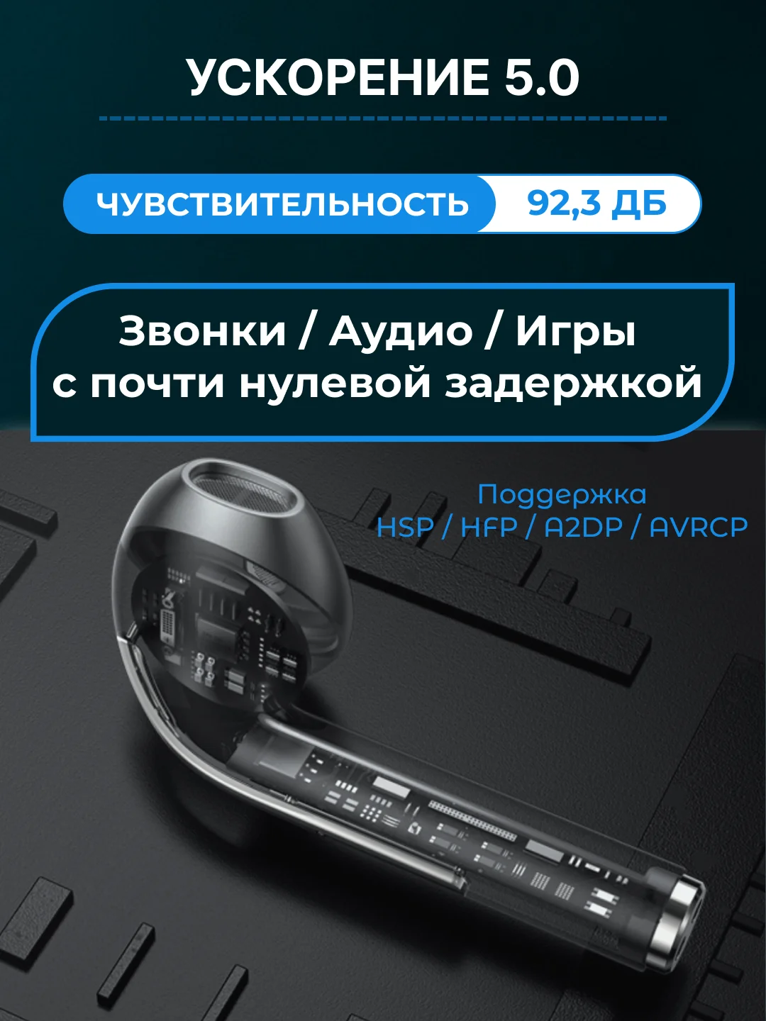 Черный наушники беспроводные TWS J18 для iPhone, Android с шумоподавлением и влагозашитой