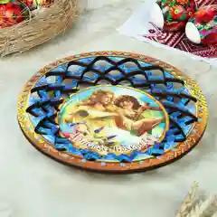Бежевый подставка для яиц и куличей .Пасха . Тарелка пасхальная