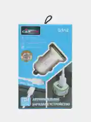 АЗУ с кабелем, Type-C, 2.4А, 2 USB, автомобильное зарядное устройство