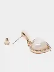 Серьги сердечки с жемчугом и стразами