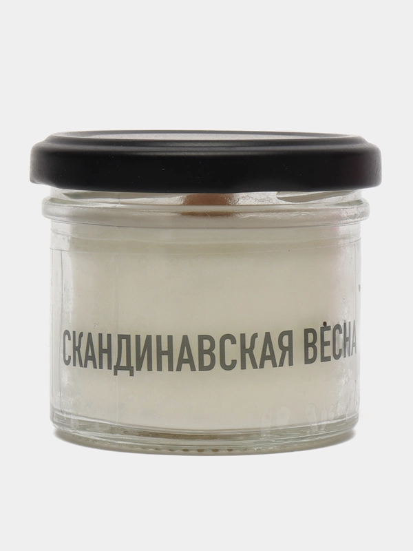 Свеча ароматическая восковая с деревянным фитилём, в баночке