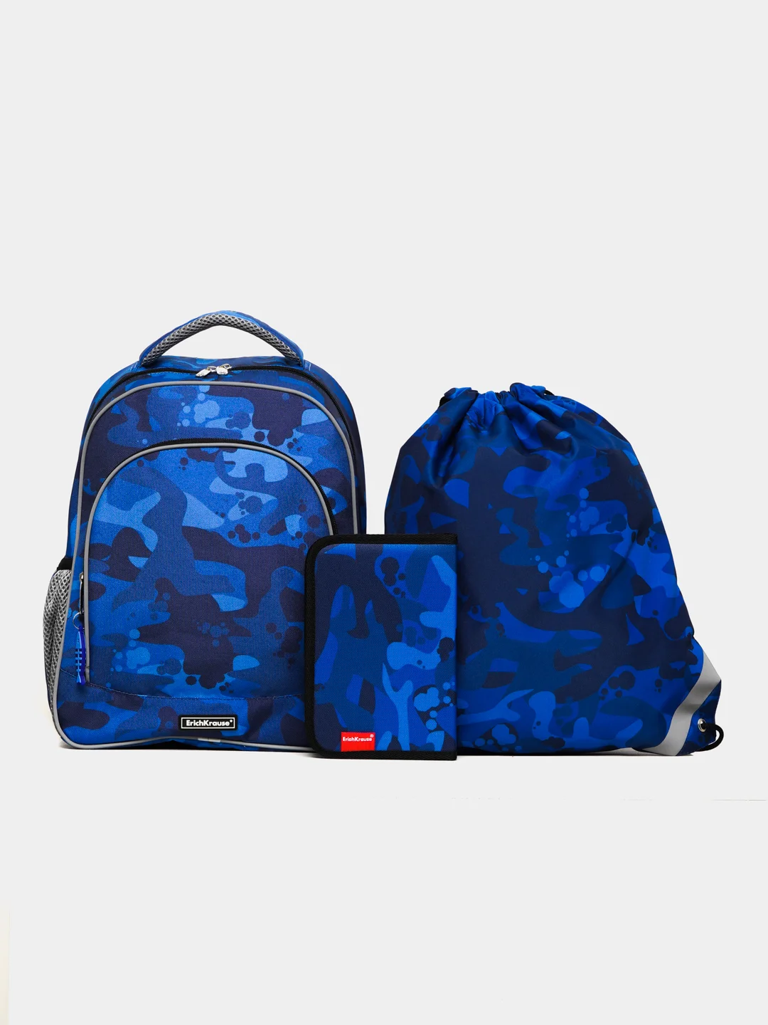 Синий рюкзак школьный ErichKrause 15L Sea Camo с мешком и пеналом 51604/1