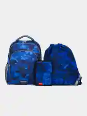 Синий рюкзак школьный ErichKrause 15L Sea Camo с мешком и пеналом 51604/1
