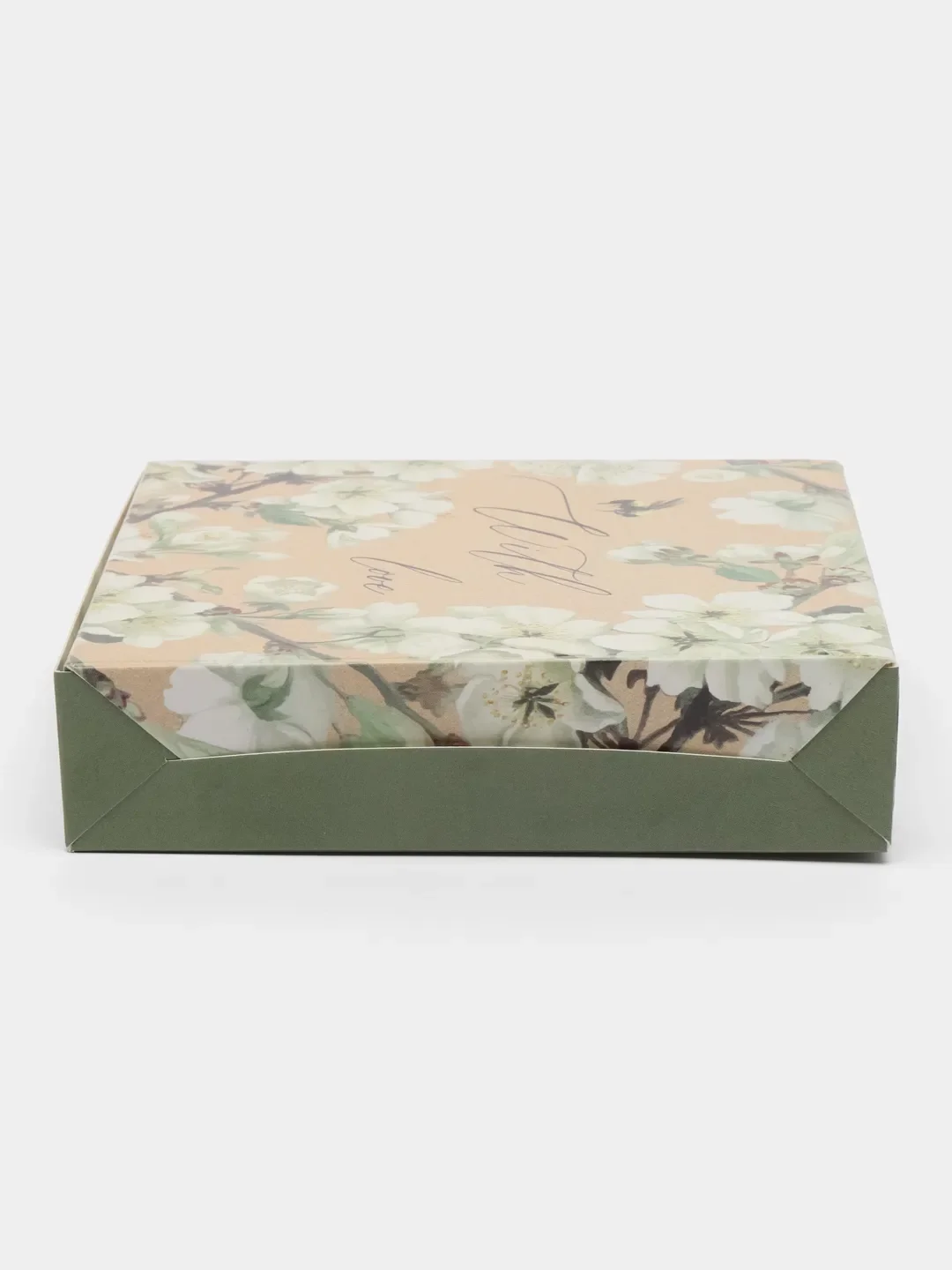 Оливковый коробка подарочная, 14х14х3,5см