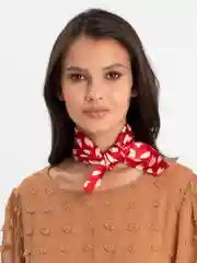 Красный твилли, платок на шею шелковый, платок на сумку, платок на голову