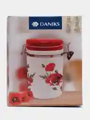Банка для сыпучих продуктов, доломит, 0.55 л, 9.5х9.5х15.3 см, с крыш, Daniks, Алый мак