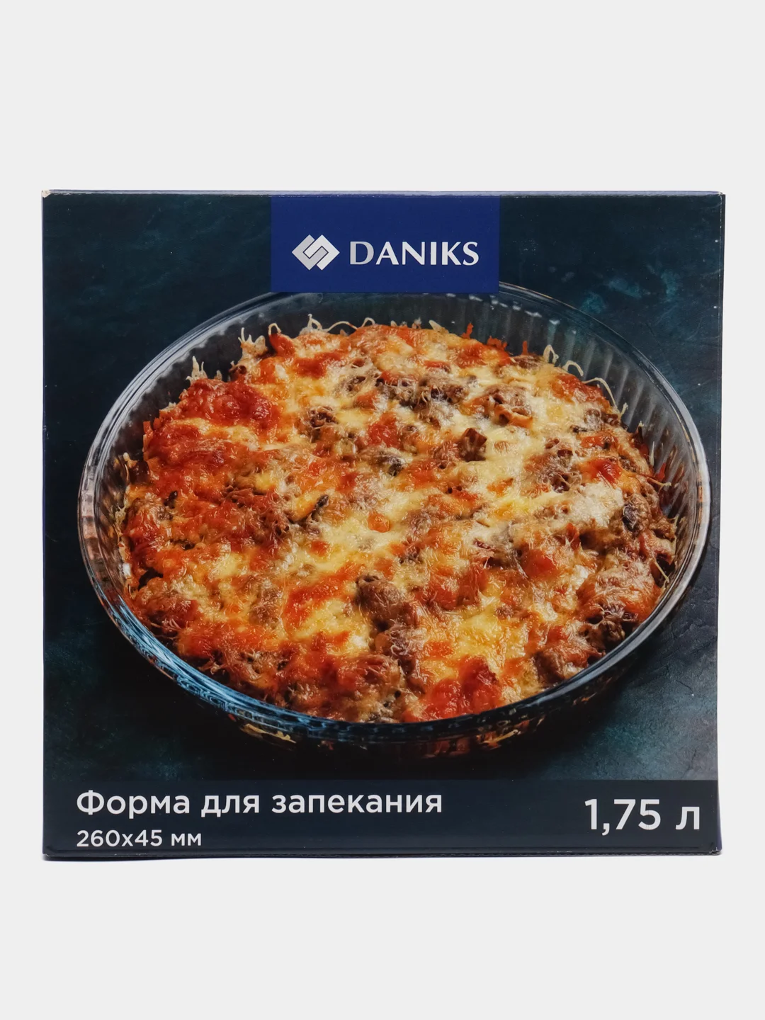 Форма для запекания стекло, 26х4.5 см, 1.75 л, кругл, Daniks, 45044