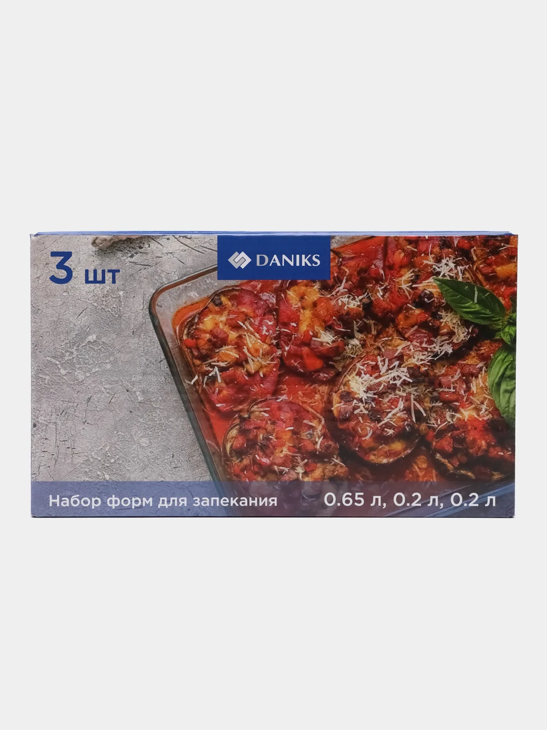Набор посуды жаропрочной стекло, 3 шт, 0.65, 0.2, 0.2 л, Daniks, HSFA-001