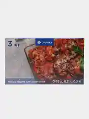 Набор посуды жаропрочной стекло, 3 шт, 0.65, 0.2, 0.2 л, Daniks, HSFA-001