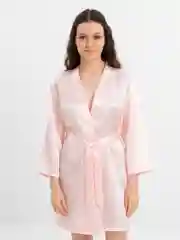 Пудровый халат женский, домашний, атласный
