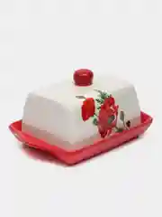 Масленка доломит, 19.7х12.5 см, крышка доломит, Daniks, Алый мак