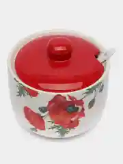 Сахарница 500 мл, доломит, с ложкой, Daniks, Алый мак
