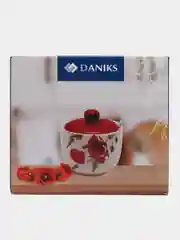 Сахарница 500 мл, доломит, с ложкой, Daniks, Алый мак