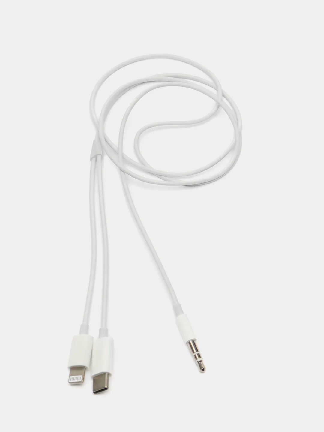 Белый кабель-переходник AUX Type-C & Lightning, Jack 3,5 мм, 1 м, модель JH-CM32