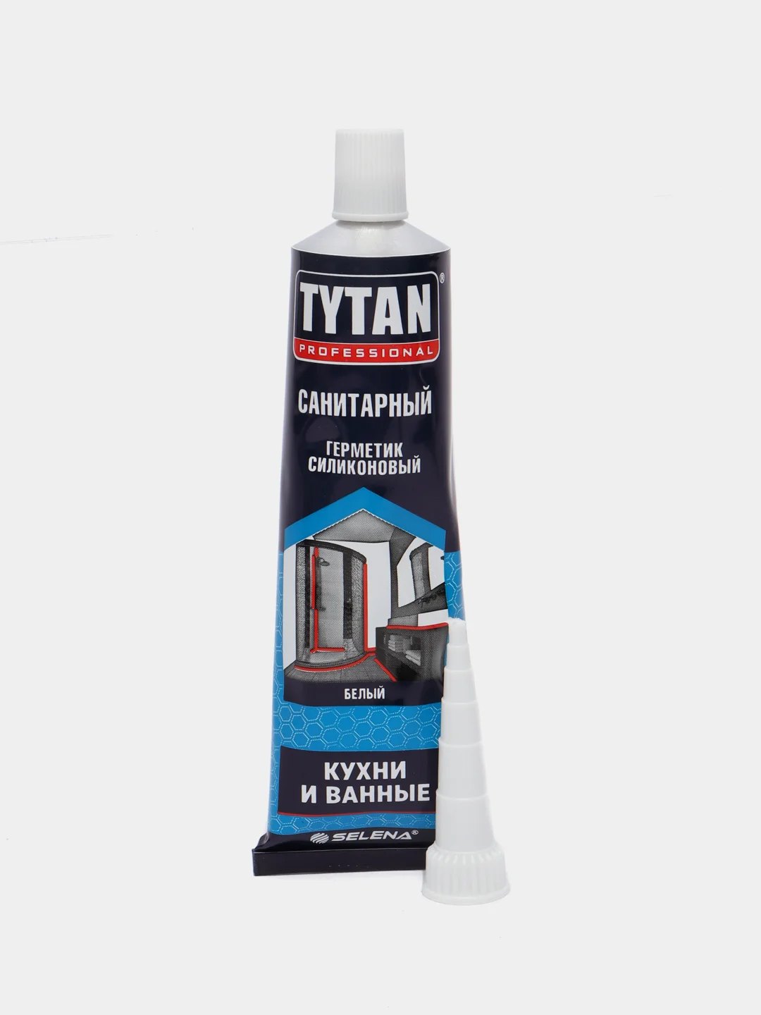 Белый герметик силиконовый санитарный для ванны и кухни Tytan 85 мл