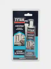 Белый герметик силиконовый санитарный для ванны и кухни Tytan 85 мл